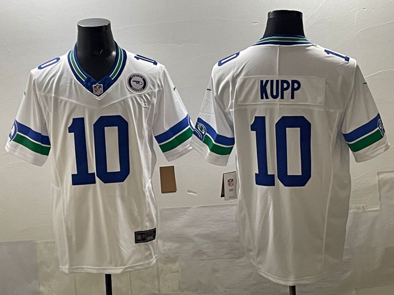Men 2025 Seattle Seahawks #10 Kupp White retro Three generations Nike Limited NFL Jersey style 2->seattle seahawks->NFL Jersey